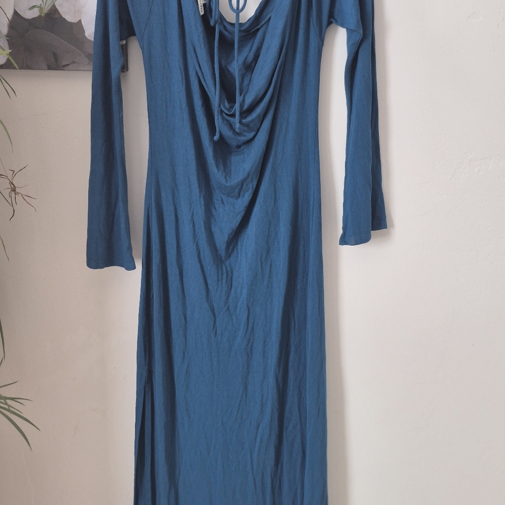 Earthbound form fitting teal dress